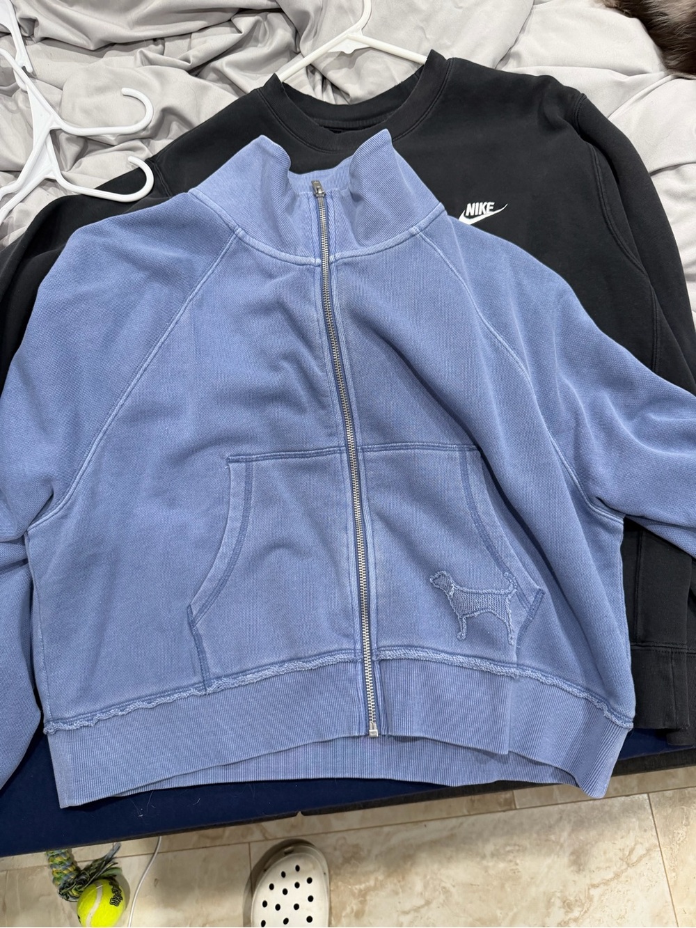 PINK Victoria's Secret Light Blue Zip-Up Sweatshirt